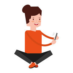 woman using mobile social media