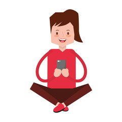 woman using mobile social media