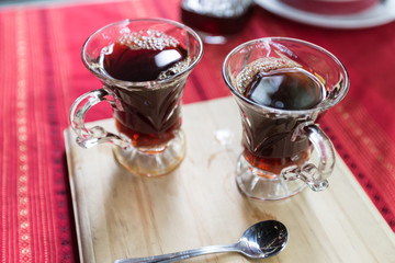 Black coffee in a glass