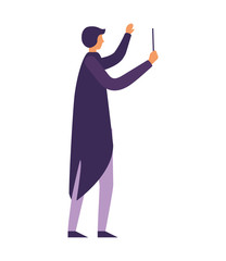 music conductor orchestra on white background