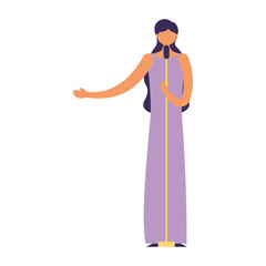 female singer standing with microphone