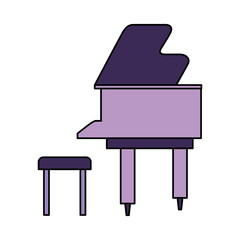 classical piano and chair on white background