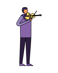 man standing playing violin music