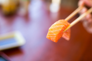 salmon sashimi , japanese food