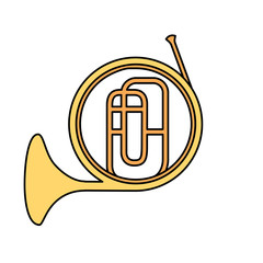 french horn instrument on white background