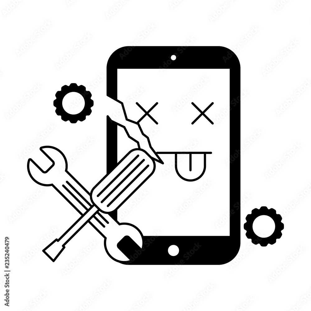 Poster broken cellphone error support tools