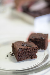 Cutting a dessert brownie