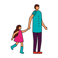 father with daughter holding hands