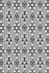 Silver gray ethnic pattern over striped background for backgrounds, textiles, fabric, wallpapers, backdrops, packaging, wrapping & surface design templates. Pattern swatch at eps. file 