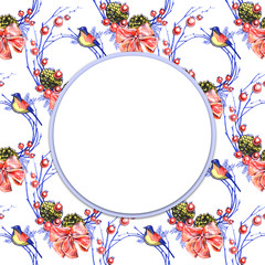 Winter set frame. Colored watercolor pencils. For the design of children and cute. New Year, Christmas and Holidays