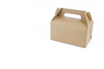 Kraft Paper portable box over white background