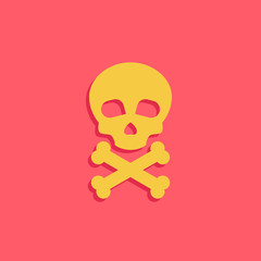 Danger icon with skull and bone vector