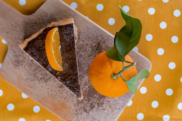 Chocolate orange tart with orange fruit