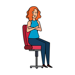 businesswoman sitting in office chair character