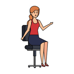 businesswoman sitting in office chair character