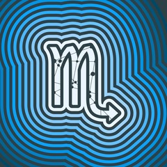 Zodiac symbol textured by connected lines with dots pattern. Sign of the Scorpion