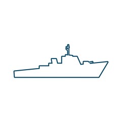 Silhouette of warship for design and creativity in thin line style. © JEGAS RA
