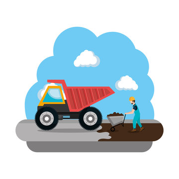 construction dump truck vehicle icon