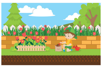 flat illustration gardening, vector illustration