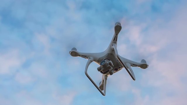 Aerial drone in the sunset sky background