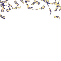 Obraz premium Chinese yuan notes falling. Sparse CNY bills on wh