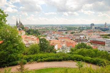 Fototapeta na wymiar Landscape of Brno from the hill of the Spilberk castle, Spielberg, Czech Republic