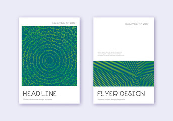 Minimal cover design template set. Green abstract 