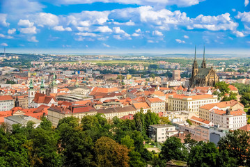 Landscape of Brno from the hill of the Spilberk castle, Spielberg, Czech Republic - obrazy, fototapety, plakaty
