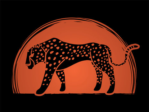 Cheetah side view tiger graphic vector