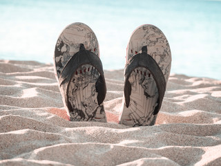Fototapeta premium sandals on the beach