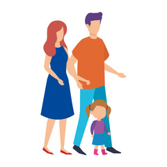 parents couple with daughter characters