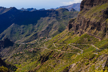 Obraz premium Stunning view of the gorge and the village of Masca.Tenerife. Canary Islands..Spain