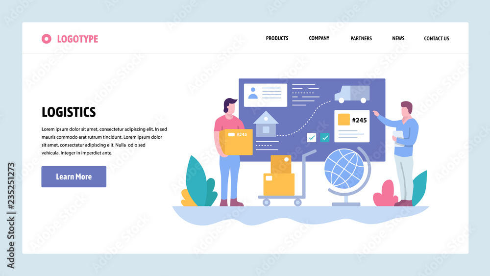 Aufkleber vector web site gradient design template. tracking and delivery service. package shipping. landing p