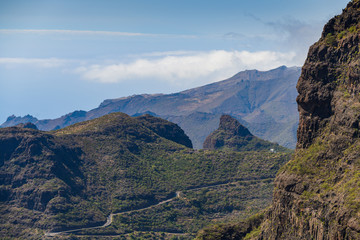 Stunning view of the gorge and the village of Masca.Tenerife. Canary Islands..Spain
