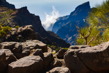 Stunning view of the gorge and the village of Masca.Tenerife. Canary Islands. Spain
