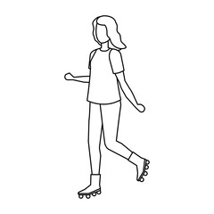 young woman with skates