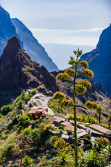 Stunning view of the gorge and the village of Masca.Tenerife. Canary Islands. Spain