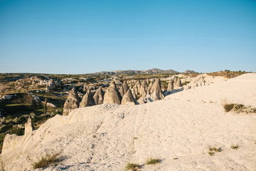 Beautiful view of the natural landscape in Cappadocia in Turkey.