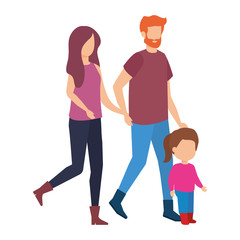 Fototapeta premium parents couple with daughter characters