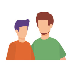 young and casual couple men characters