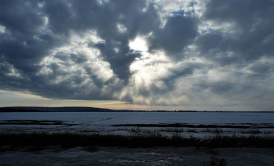 sunset over the lake