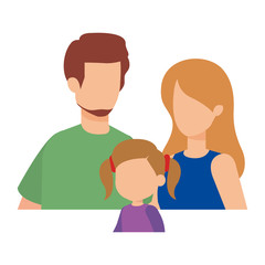Fototapeta premium parents couple with daughter characters