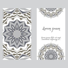 Ethnic Mandala ornament. Templates with mandalas. Vector illustration for congratulation or invitation. The front and rear side