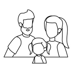 Obraz premium parents couple with daughter characters