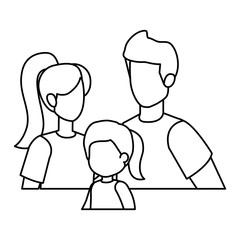 parents couple with daughter characters