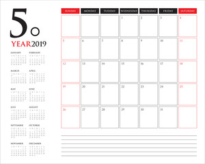 May 2019 desk calendar vector illustration