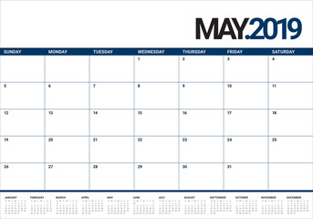 May 2019 desk calendar vector illustration