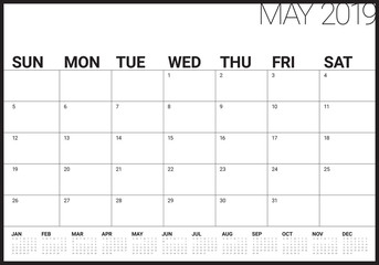 May 2019 desk calendar vector illustration