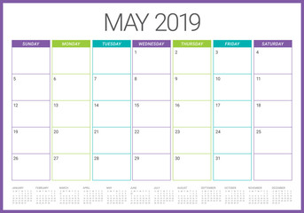 May 2019 desk calendar vector illustration