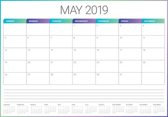 May 2019 desk calendar vector illustration